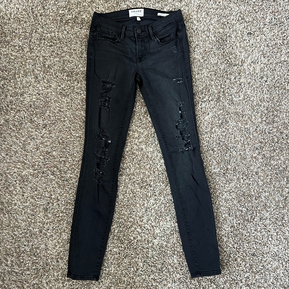Frame Denim Le Skinny De Jeanne Distressed Jeans